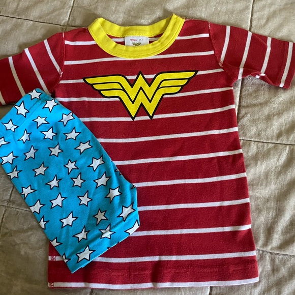 Hanna Andersson 100 4 Wonder Woman Short John Pjs Stars And Stripes - Picture 1 of 3